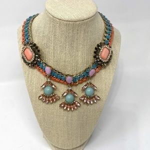 Women's Costume Choker Rhinestone Necklace Gold Clasp Intertwine 2 Thread Unique